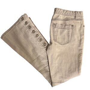 Free People Grey Jeans Flared Legs with Silver Buttons